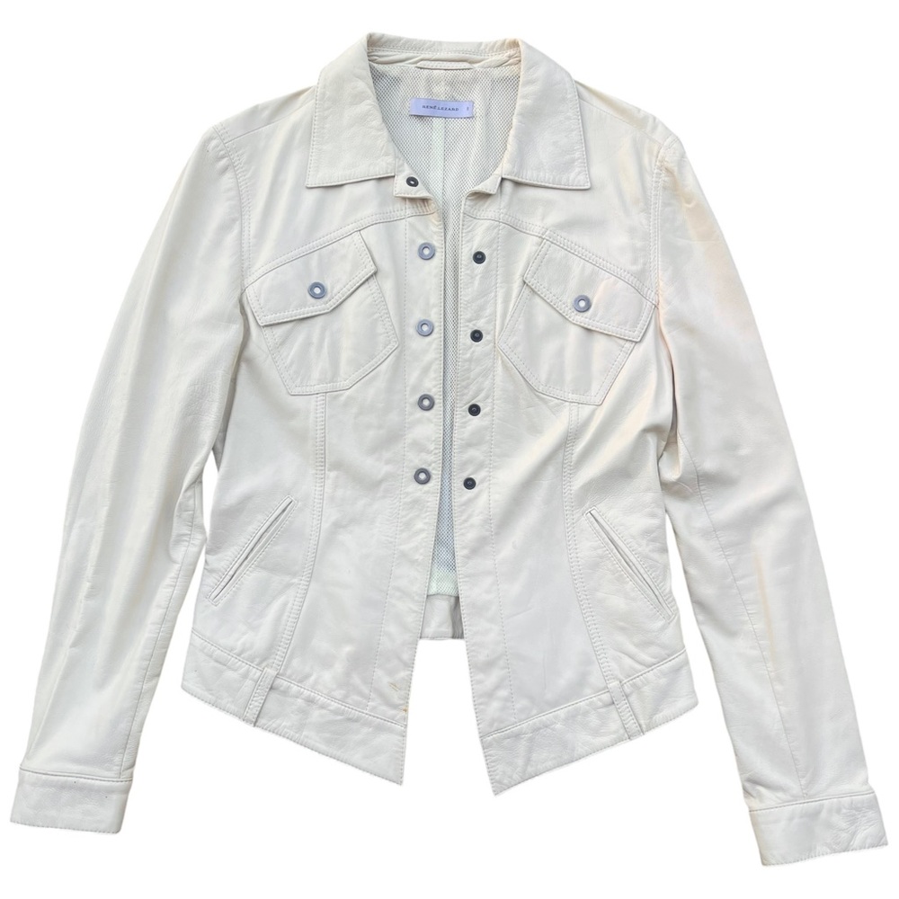 Rene Lezard Genuine Leather Cream Colored Jacket